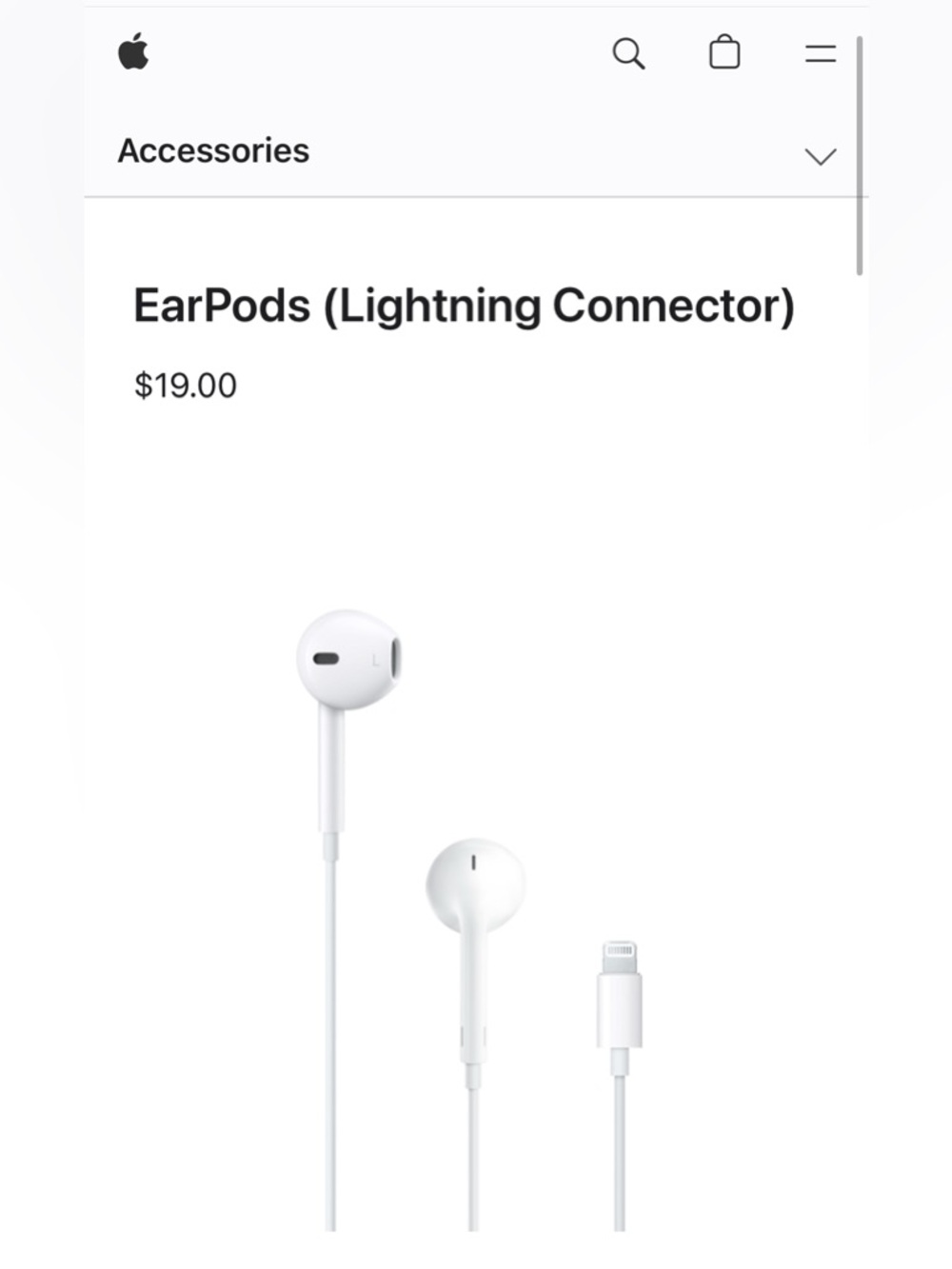 Free w/ purchase - Apple Lightning Earbuds